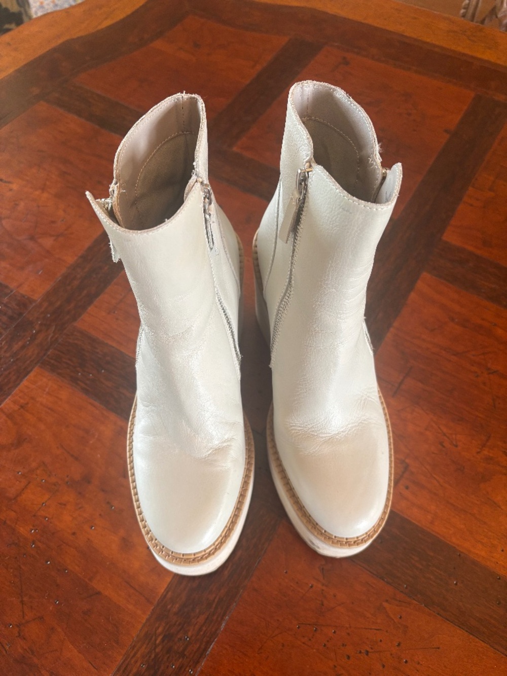 Naked Feet White Leather Boots